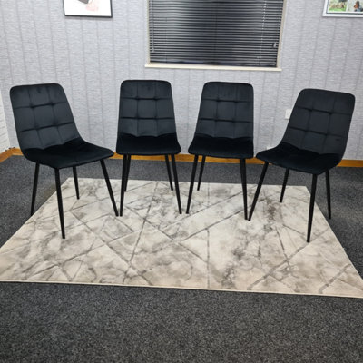 Kosy Koala Dining Chairs Set Of 4 Black Tufted Chairs Velvet Chairs Seats - image 1