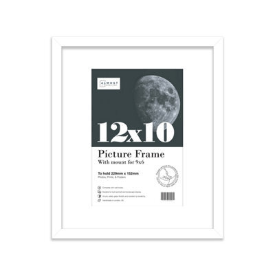 "12X10"" White Frame With Mount For 9X6"" Pictures 20mm Thin Edge Portrait And Landscape Display With Wall Hooks And Kickstand" - image 1