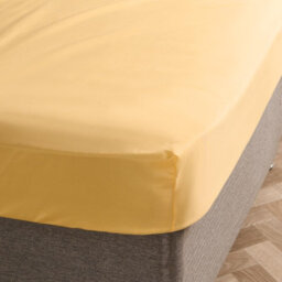 Ohs Ultra Soft Microfibre Plain Fitted Bed Sheet, Lemon - King - thumbnail 3