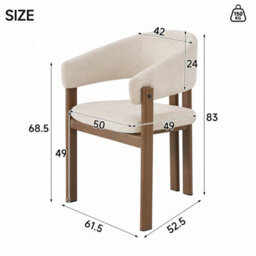 Linen Dining Chairs With Metal Legs, Walnut Wood Colour, Set Of 2 - thumbnail 5