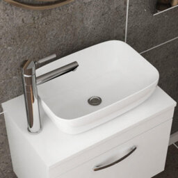 Royal Bathrooms 800mm Wall Hung Vanity Unit 2 Drawer Gloss White & Elva Countertop Basin - thumbnail 5