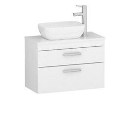 Royal Bathrooms 800mm Wall Hung Vanity Unit 2 Drawer Gloss White & Elva Countertop Basin - thumbnail 4