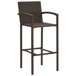 Walplus 5 Piece Garden Bar Set Brown Solid Wood Acacia And Poly Rattan - thumbnail 4