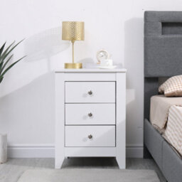 Furniturehmd White Set Of 2 Bedside Table Wooden Nightstand Cabinet Unit With 3 Drawers Sofa End Side Table For Living Room/bedroo - thumbnail 2