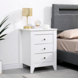 Furniturehmd White Set Of 2 Bedside Table Wooden Nightstand Cabinet Unit With 3 Drawers Sofa End Side Table For Living Room/bedroo - thumbnail 3