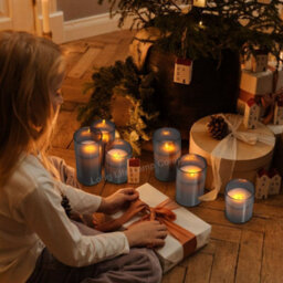 Long Life Lamps Company Set Of 3 Usb Rechargeable Led Wax Smoked Grey Glass Flameless Candles With Remote Control - thumbnail 9