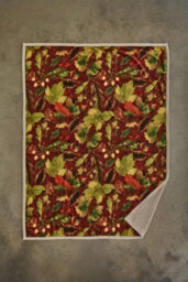 Deyongs Winter Leaves Throw Rust Cosy Sherpa Lined Leaf Print Blanket 130X170Cm - thumbnail 2