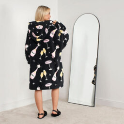 OHS Hoodie Blanket Sherpa Fleece Jumper Oversized Wearable Big Warm Throw Champagne - thumbnail 3
