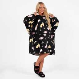 OHS Hoodie Blanket Sherpa Fleece Jumper Oversized Wearable Big Warm Throw Champagne - thumbnail 2