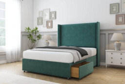 "Sloomy Devonshire Emerald Plush Divan Bed With Mattress No Drawers With 54"" Wingback Headboard 3' Single" - thumbnail 3