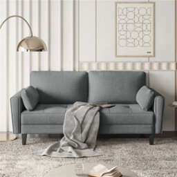 Dark Grey  Fabric Sofa Upholstered Sofa 2 Seater Couch With Tufted Single Seat Cushion - thumbnail 4