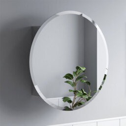 Aveli Bathroom Round Door Mirror Stainless Steel Sleek Modern Cabinet 600 X 600mm