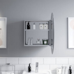 Affine Bathroom Round Door Mirror Stainless Steel Sleek Modern Cabinet 600 X 600mm - thumbnail 5