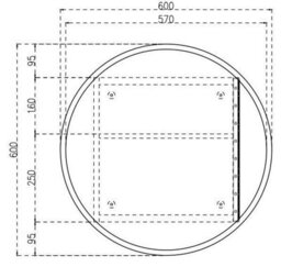 Affine Bathroom Round Door Mirror Stainless Steel Sleek Modern Cabinet 600 X 600mm - thumbnail 7