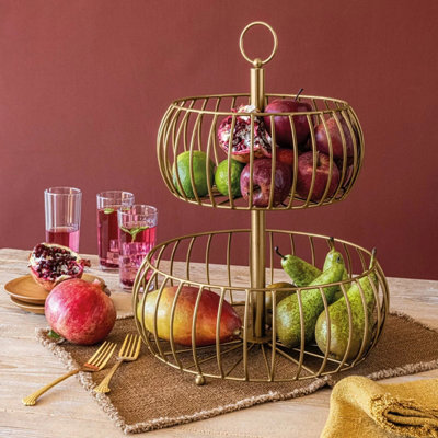 Xample Over & Back 2-Tier Storage Basket Stainless Steel Organiser For Fruit, Snacks & Household Items, Space-Saving Vertical Design - image 1