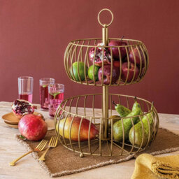 Xample Over & Back 2-Tier Storage Basket Stainless Steel Organiser For Fruit, Snacks & Household Items, Space-Saving Vertical Design