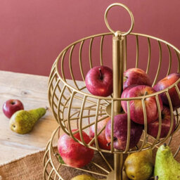 Xample Over & Back 2-Tier Storage Basket Stainless Steel Organiser For Fruit, Snacks & Household Items, Space-Saving Vertical Design - thumbnail 2