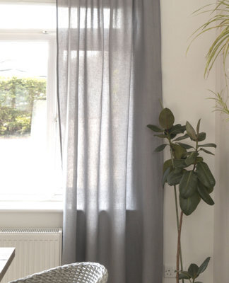 Love My Window Linen Grey Slot Top Voile Panel - image 1