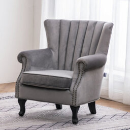Darphe Vintage Old-Fashion Velvet Wing Back Armchair With Studs