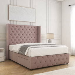 "Bsspoke Ruby Divan Bed Set Plush Velvet Pink With 54"" Headboard & 12"" Footboard 2 Drawers Footend & Mattress In All Sizes" - thumbnail 3