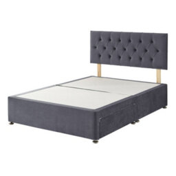 Aspire Olivier Divan, Plush Fabric, Strutted Headboard, 2 Drawers, Grey, King - thumbnail 4