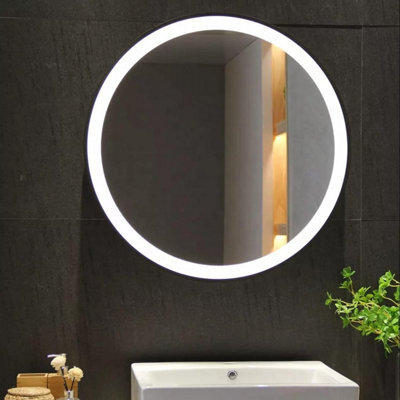 Biznest Round Bathroom Led Mirror Lights Illuminated Demister Pad Antifog Touch Design 1 (50X50Cm) - image 1