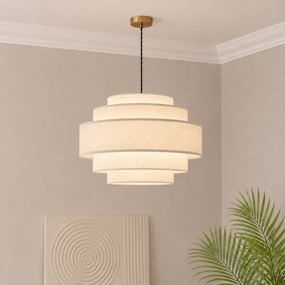 CGC Lighting Cgc Soma Five Layered Cream Fine Linen Drum Lampshade Large - image 1