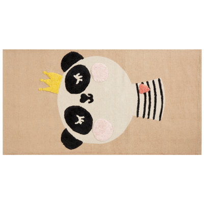 Beliani Kids Rug Bunan Beige 80 X 150 Cm Cotton - image 1