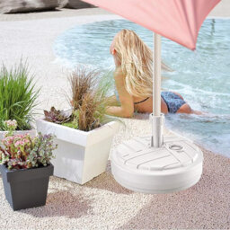 White Garden Parasol Base By Agritrade - Round Plastic, Fillable With Water Or Sand - thumbnail 2