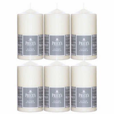Price's Candles Prices Candles Altar Candle (15X 8Cm) Unscented Smokeless Dripless Medium Wax Pillar X 6