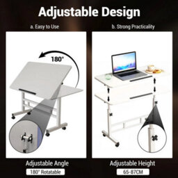 60X40Cm/white Height Adjustable Standing Desk Tilting Overbed Table - thumbnail 5