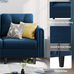 Yaheetech 3 Seater Upholstered Corner Sofa With Ottoman - Blue - thumbnail 5
