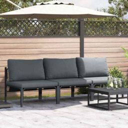 Berkfield Outdoor Furniture With Cushion 3 Pcs Anthracite Steel