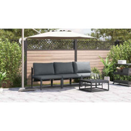 Berkfield Outdoor Furniture With Cushion 3 Pcs Anthracite Steel - thumbnail 4