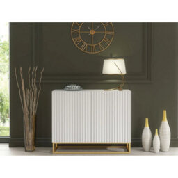 Tv Unit Tv Stand Sideboard Cabinet Media Console White Gold Fluted 100Cm - thumbnail 2