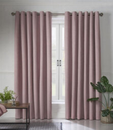 Luxury Living Linen Look Eyelet Ring Top Blackout Curtains Blush