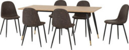 Seconique Hamilton Large Dining Set Oak Effect With 6 Brown Faux Leather Athens Chairs - thumbnail 1