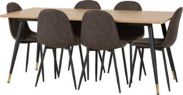 Seconique Hamilton Large Dining Set Oak Effect With 6 Brown Faux Leather Athens Chairs - thumbnail 3