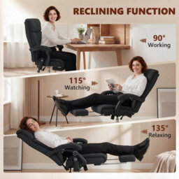 Vinsetto Vibration Massage Office Chair With Heat, Footrest, Black - thumbnail 7