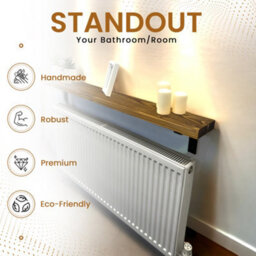 Radiator Shelf Wall Mounted Solid Wood, Narrow Radiator Cover 15Cm Deep Rustic Handmade In Uk (Tudor Oak, 60Cm) By Mkgt - thumbnail 5