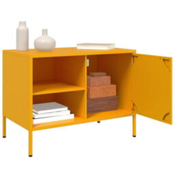 Berkfield Tv Cabinets 2 Pcs Mustard Yellow 68X39X50.5 Cm Steel - thumbnail 5