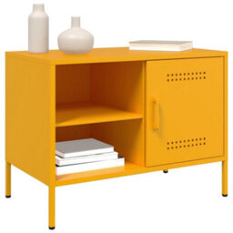 Berkfield Tv Cabinets 2 Pcs Mustard Yellow 68X39X50.5 Cm Steel - thumbnail 4