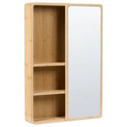 Beliani Bathroom Wall Mounted Mirror Cabinet Guatavita 41 Cm 61 Cm Light Brown - thumbnail 4