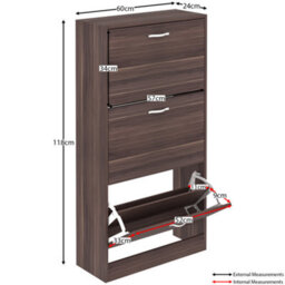 Lassic Vida Designs 3 Drawer Shoe Storage Cabinet Walnut - thumbnail 2