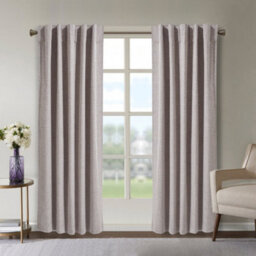Living And Home Washable Two Hanging Methods Beige Solid Colour Faux Linen Polyester 100% Curtains Pair Set Of 2 137 X 117 Cm - thumbnail 3