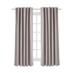 Living And Home Washable Two Hanging Methods Beige Solid Colour Faux Linen Polyester 100% Curtains Pair Set Of 2 137 X 117 Cm - thumbnail 4
