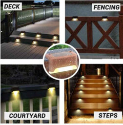 16Pcs Solar Led Outdoor Garden Deck Stairs Lights Waterproof Warm White - thumbnail 2