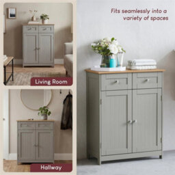 Bathroom 2-Drawer 2-Door Cabinet Grey - thumbnail 4