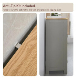 Bathroom 2-Drawer 2-Door Cabinet Grey - thumbnail 5