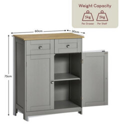 Bathroom 2-Drawer 2-Door Cabinet Grey - thumbnail 2